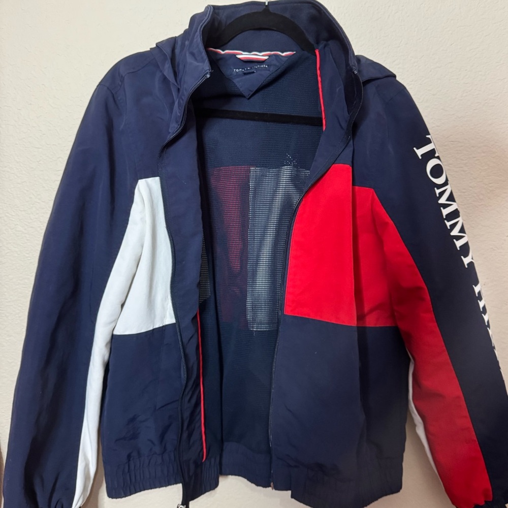 Tommy Hilfiger Men's Tri-Color Windbreaker - Navy, Red, White